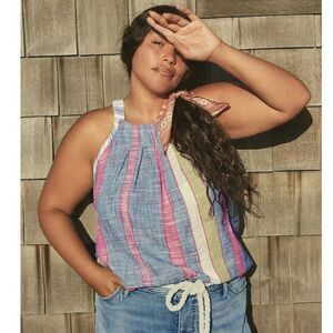 Anthropologie Women's Multicolored Patterned Textured Tank Top - Sz M